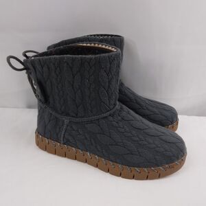 MUK LUKS Flexi Hoboken Boot Fashion Gray Faux Cable Knit Boho Casual Women's 6